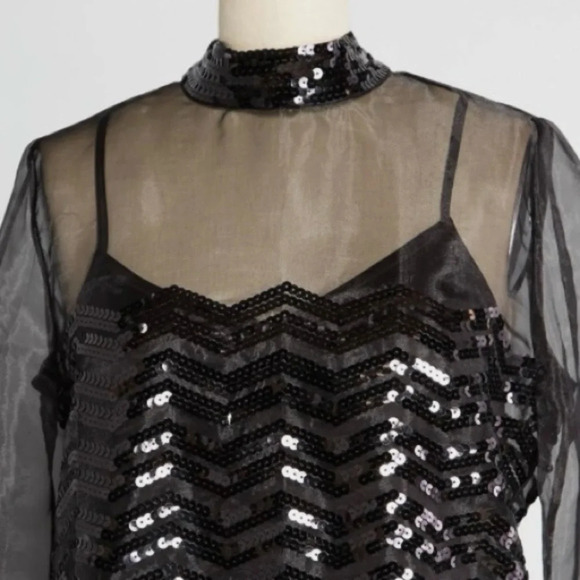 MOD CLOTH Fanciful Fette Shift Dress Black 60s inspired Go Go Dancer Halloween - Picture 6 of 6